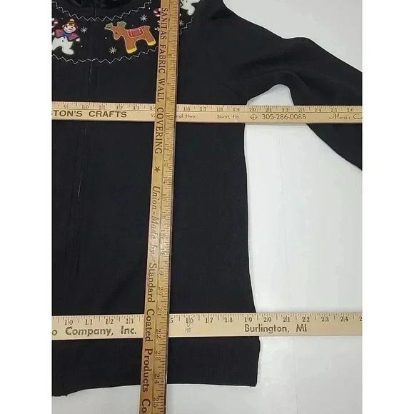 Vintage Planet & Company Christmas Sweater Women's Size Med Full Zip Embroidered - Picture 4 of 8